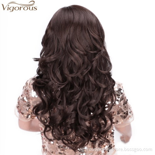 Vigorous Ombre Curly Side Part Long Wave for Women Synthetic Heat Resistant Party Wigs Natural Looking